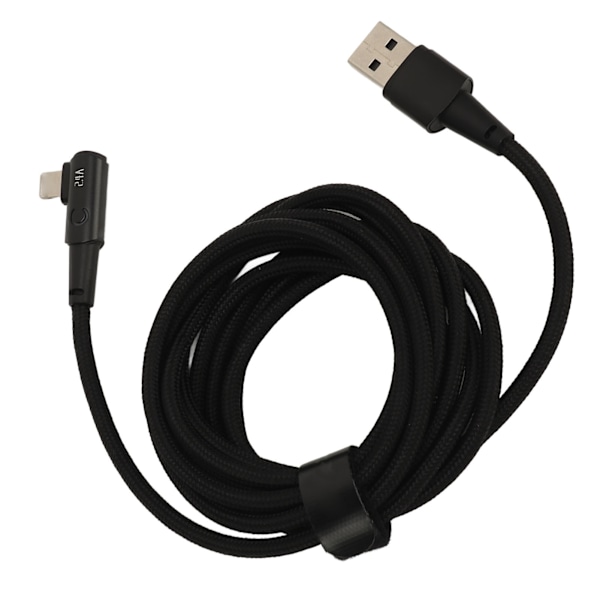 Opladerkabel til iPhone 90 Grader 2 Meter Hurtig Opladning 2.4A Kabel Sort