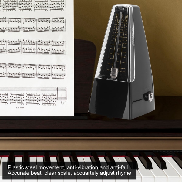 Universal mekaaninen metronomi pianolle, set, bassolle ja viululle - musta Black