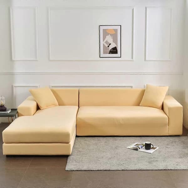 Elastisk sofabetræk, behageligt strækstof (beige, 140-180cm)