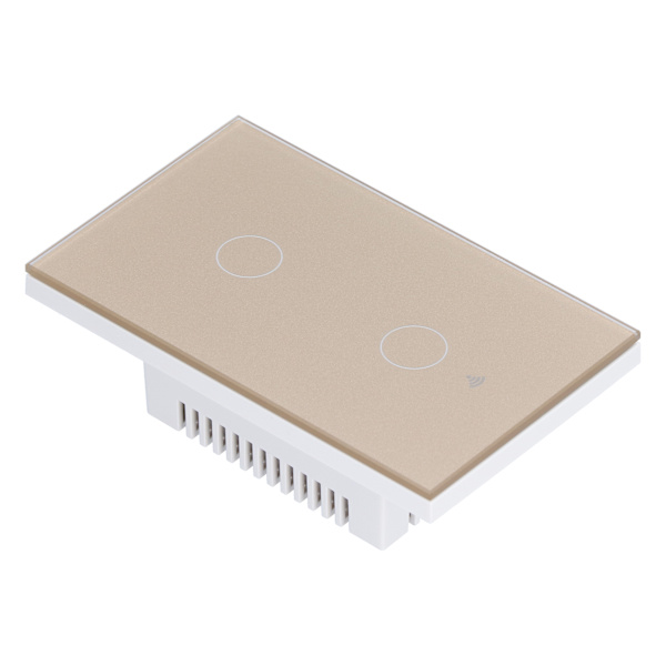 För Zigbee Tuya Fjärrkontroll Ljusströmbrytare Röststyrning 2‑Gang US Vägg Touch Switch AC 100‑240VGuld