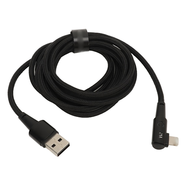 Opladerkabel til iPhone 90 Grader 2 Meter Hurtig Opladning 2.4A Kabel Sort
