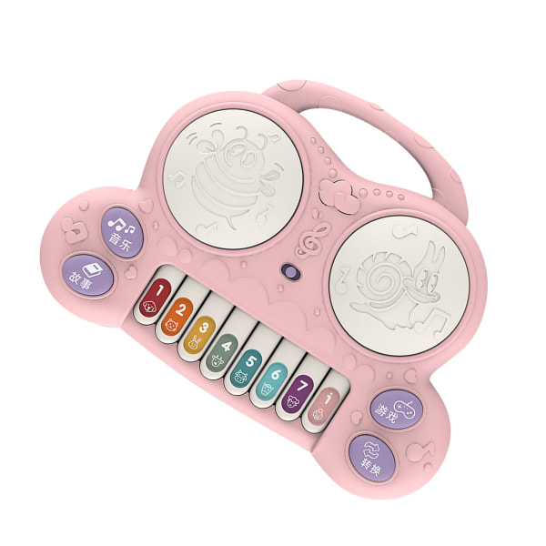 Drum Piano Legetøj Pædagogisk multifunktionelt Baby Piano Legetøj med Game Story Sang til børn Fødselsdagsgave Pink