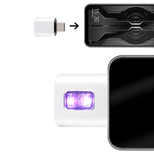 Bærbar UVC LED-lampe for mobiltelefoner - Sølvgrensesnitt - Android-kompatibel
