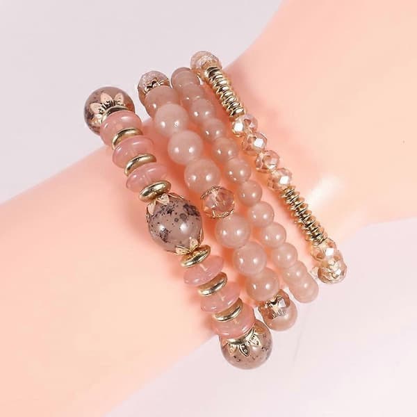 Piger Stræk Multilayer Stack Perler Farverige Perlearmbånd