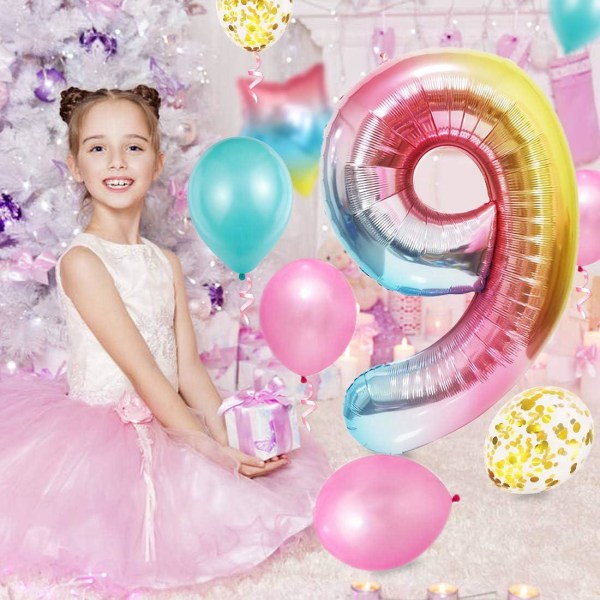 9. syntymäpäivä tytön ilmapallo, 9. syntymäpäivä, vaaleanpunainen numero 9 ilmapallo, syntymäpäiväkoristeet, hyvää syntymäpäivää ilmapallo, tytön 9. syntymäpäiväjuhlien koristelu