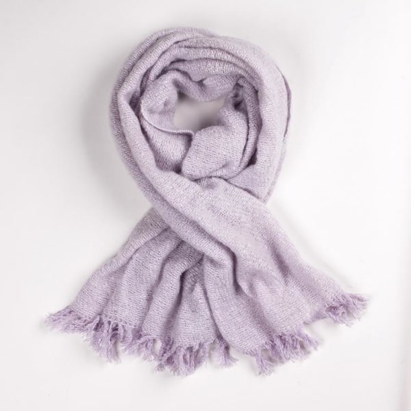 Ensfarvet cirkulært garn tørklæde til kvinder, enkelt og blødt, længere sektion af stort format sjal