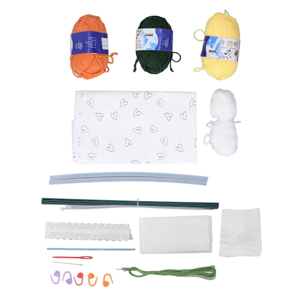 Håndstrikket Buket Materialesæt Fint Håndværk Kunstig Blomsterbuket Materialer DIY Garn Buket Kit til Pigegave 6 Tulipaner 3 Hvide Tusindfryd