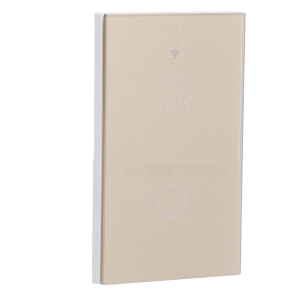 För Zigbee Tuya Fjärrkontroll Ljusströmbrytare Röststyrning 2‑Gang US Vägg Touch Switch AC 100‑240VGuld