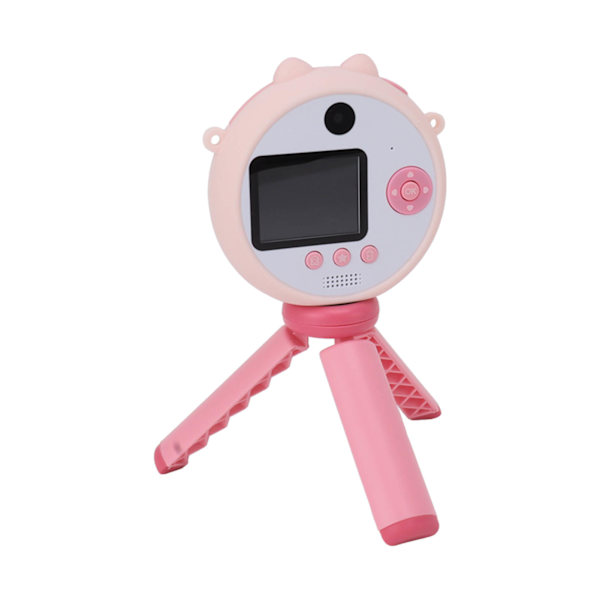 Lollipop Kids Selfie -kamera jalustalla 48MP 2.0 tuuman HD lasten digitaalinen videokamera pelimusiikkilelu 3-12-vuotiaille pojille ja tytöille, vaaleanpunainen
