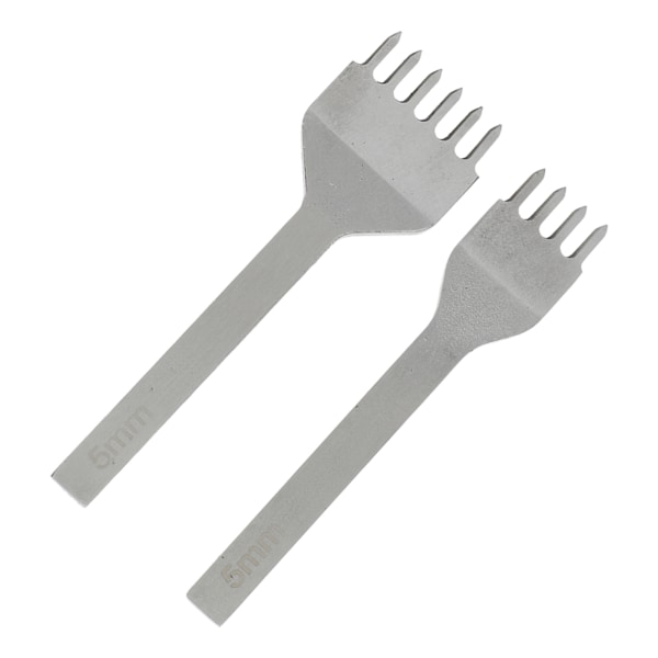 2 kpl Nahkapiikki 5mm 4 Hammasta 6 Hammasta Valkoista Terästä Ompelurei'itin DIY Pyöreä Nahkarei'itystyökalu