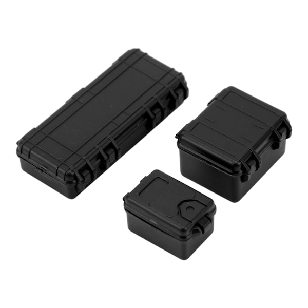 3 st RC-bil Simulerings Resväska Stor Medium Liten RC Crawler Resväska Dekoration för 1/18 1/24 Svart