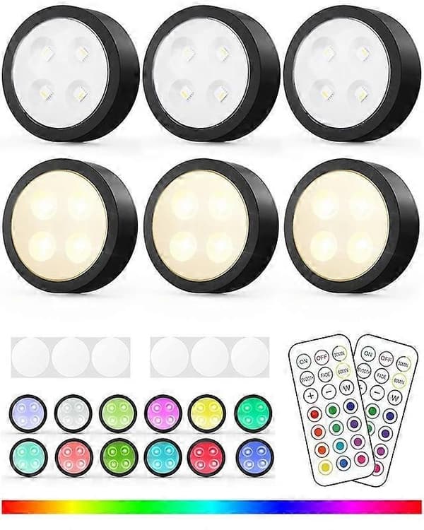 LED Puck Lights with Remote Control, Wireless Cabinet Lights, 13 Colors