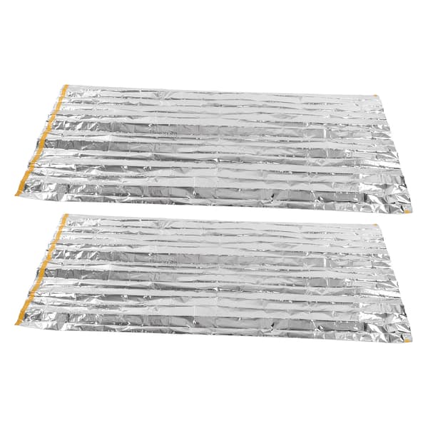 2 stk. Nødtepper 200x100cm Sammenleggbart Romteppe Solbeskyttelse Rivsikker Overlevelsesteppe for Camping Reiser