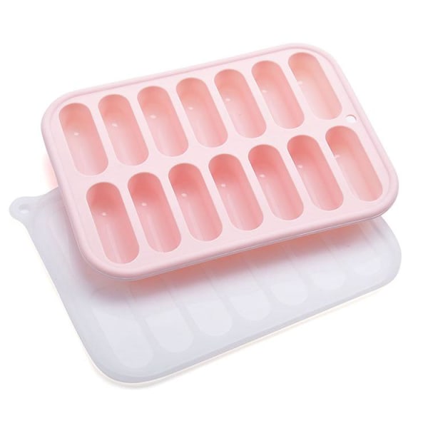 3x vaaleanpunainen silikonijääpalatarjotin, kannellinen jääpalatarjotin, makkara- ja hot dog mold, astianpesukoneen ja uuninkestävä, sopii vesipulloille