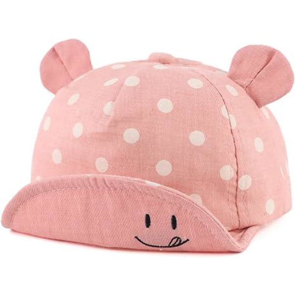 Säädettävä vaaleanpunainen baseball- cap one size pilkkupuuvillainen baby tytöt pojat lapset aurinkohattu säädettävä hattu kevät kesä syksy 6-24 kuukautta