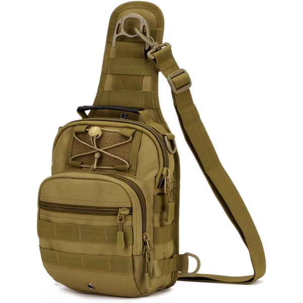 Tactical Military Sling Bag Molle Pouch Herrebrystpakke Multifunktionsrygsæk til sportsjagt, brun