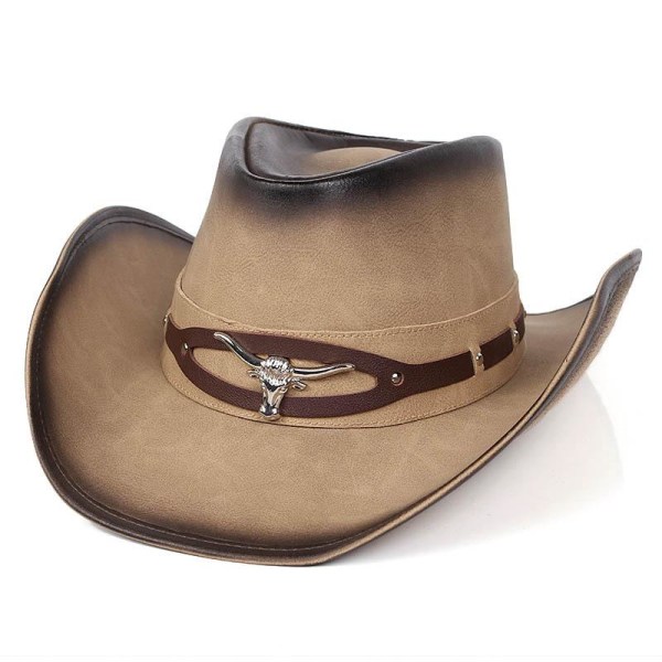 1 PU Western Cowboyhatt, Cappello Classics Dad Leather Vintage Cap med vindtau, for menn og kvinner