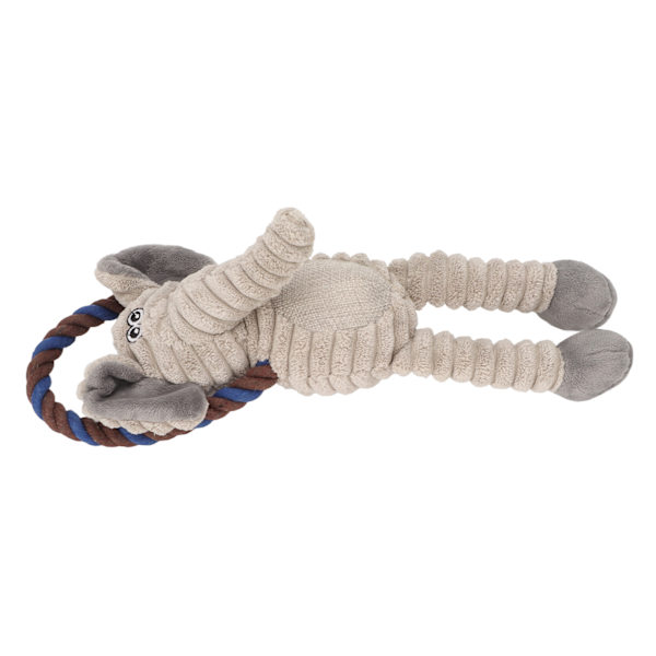 Plush Leksak för Hundar med Flätat Rep för Tandgnissling och Rengöring - Pipande Elefant