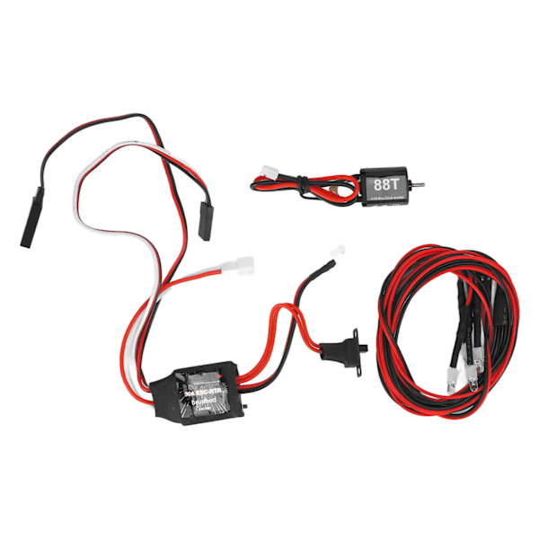 30A ESC Borstad Elektrisk Hastighetsregulator 030 88T Borstad Elektrisk Motorkit med 2 Vita 2 Röda LED-lampor för RC-bil Båt