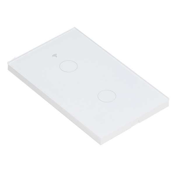 För Zigbee Tuya Fjärrkontroll Ljusbrytare Röststyrning 2-Gang US Vägg Touch Switch AC 100-240V Vit