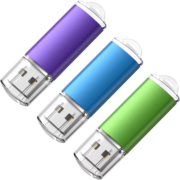 USB minne 64GB Pack 3 USB minne med stor kapacitet USB 2.0-nyckelring Memory Stick-lagringsdisk för Windows, PC, Ipad, Recorder, Linux