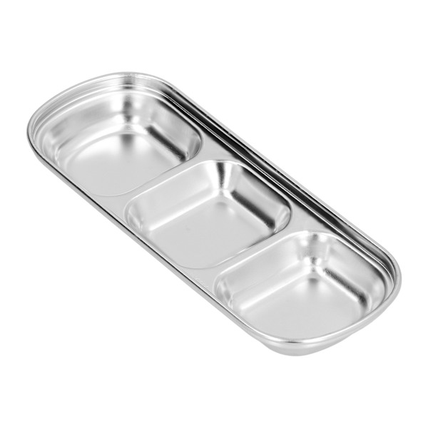Krydderiskål i rustfrit stål, fortykket hotpot-sauce, opdelt gitter-snackskål til kantine 3 gitter
