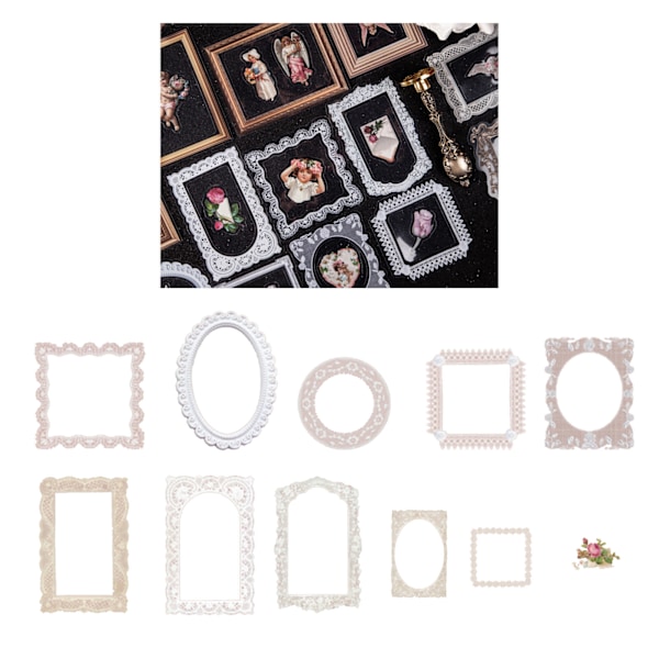 20 st dekorationsklistermärken retro spegelram PET-dekaler för DIY-hantverk scrapbooking fotoalbum typ 3
