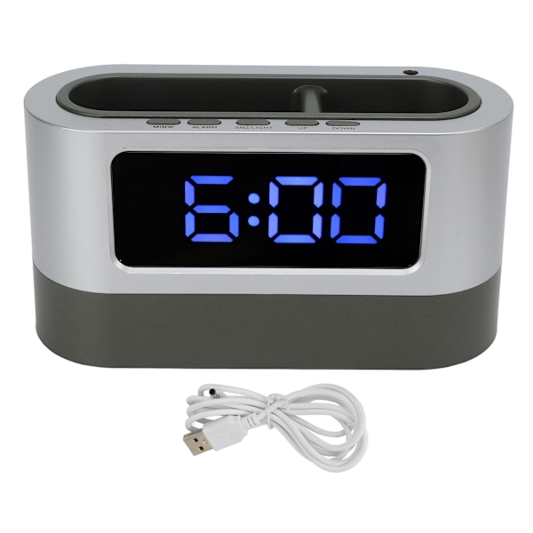 Digital Kalender Tid Minnesfunktion 12H 24H Läge Pennhållare Funktion LED Elektronisk Väckarklocka för Hemmet Blå