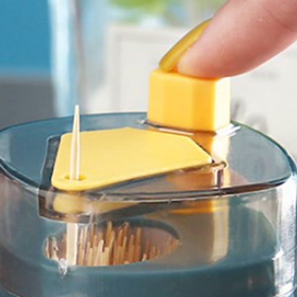 Återanvändbar tandpetarehållare Automatisk popup-dispenser Plast tandpetare förvaringsbehållare för hemmet Marinblå
