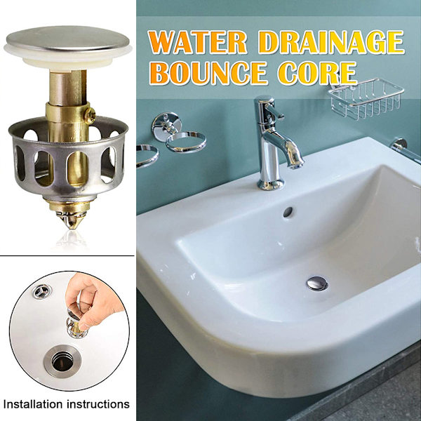 Universell tvättställ Bounce Drain Filter Kök Badrum Sil Vask Avlopp Stopper