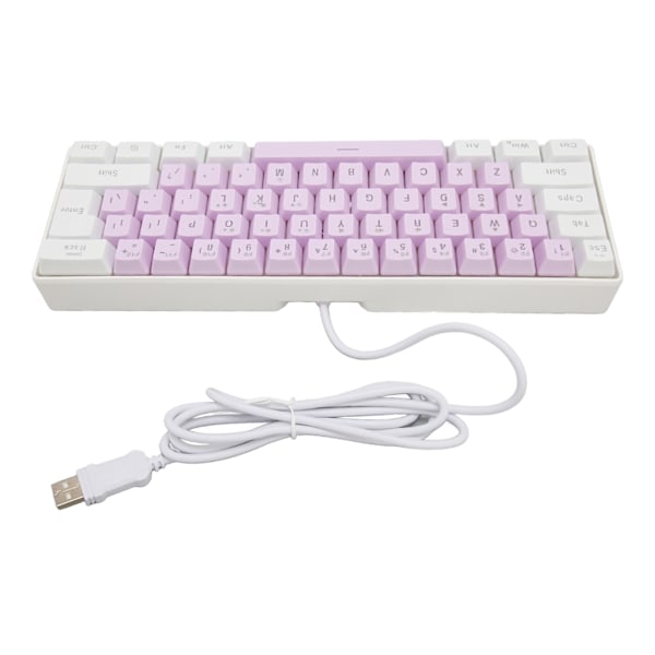 Speltangentbord USB 61 Tangenter Ergonomisk Kontrastfärg 6 RGB Bakgrundsbelysningslägen Trådbundet Tangentbord för Dator Bärbar Dator Vit Lila