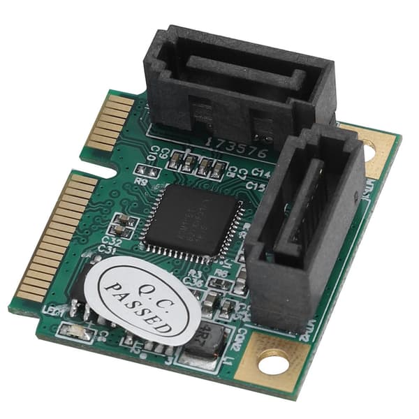 Mini 2-ports PCI-e PCI til SATA 3.0 6Gbps omformer harddiskutvidelseskort for Windows