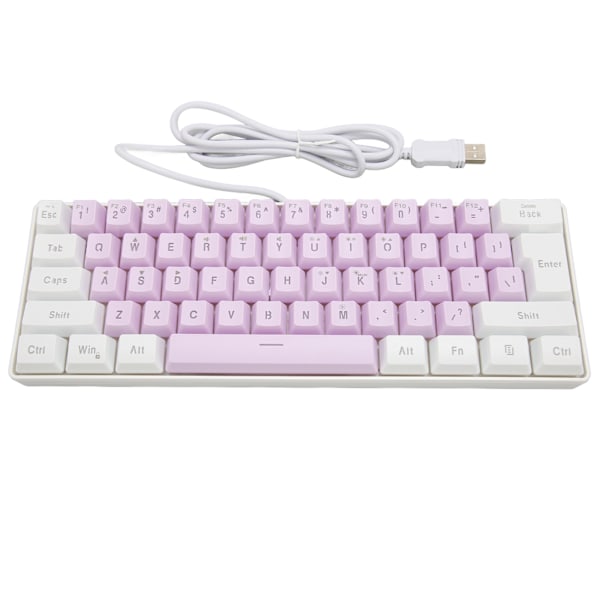 Speltangentbord USB 61 Tangenter Ergonomisk Kontrastfärg 6 RGB Bakgrundsbelysningslägen Trådbundet Tangentbord för Dator Bärbar Dator Vit Lila