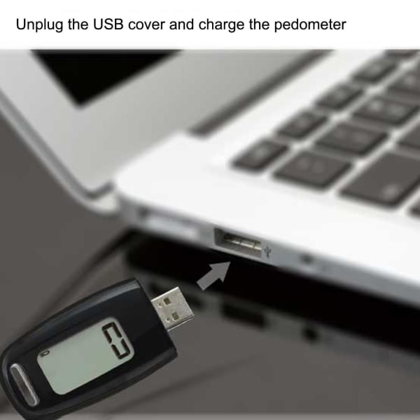 USB-lading trinnteller Walking 3D skritteller med stor LCD-skjermklemme og snor