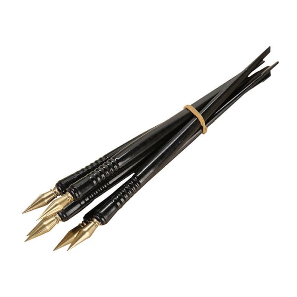 6 stykker plastik ridsende gylden pen simpel kradsende børste DIY imiteret metal spids linje blyant