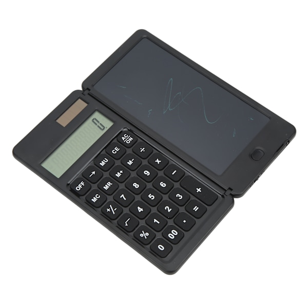 Lommeregner Notesblok 10-cifret Display Dobbelt Strømforsyning 128g Multifunktionel Solar Folde Lommeregner til Kontor Skole Hjem