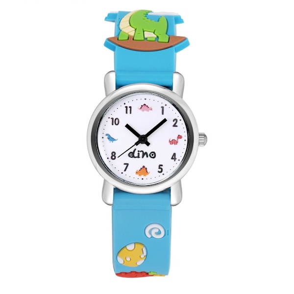 Watch(Blå, Dinosaurie), Vattentät armbandsur för barn Quartz Movement, 3D tecknad design, Digital watch för 3 år till 13 år flicka Pojke