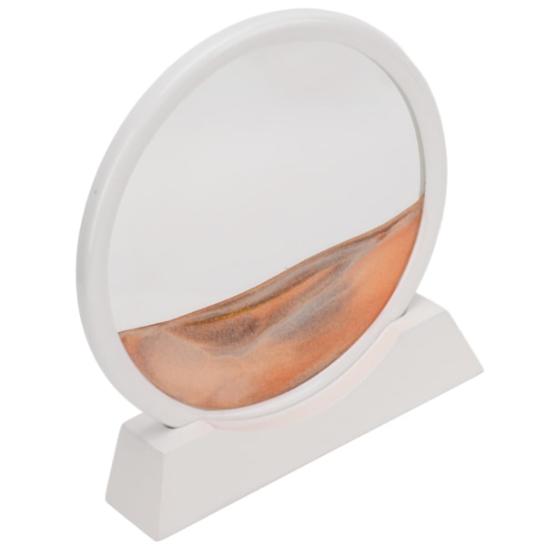 Rörlig Sandkonst Rund Vit Ram 3D Högtransparent Glas Blekningsfri Livfull Färg Tålig Sandkonst Flytande Rörelse