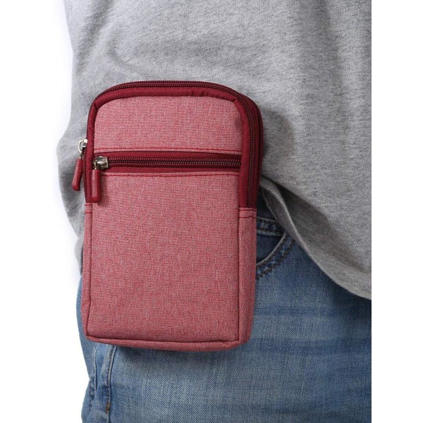Rosa belteklips universalveske, 6,3 tommers denim fritidsveske Fotturer for menn Bæreveske Shell Bag Belteklips-lomme med lommebok med flere spenner