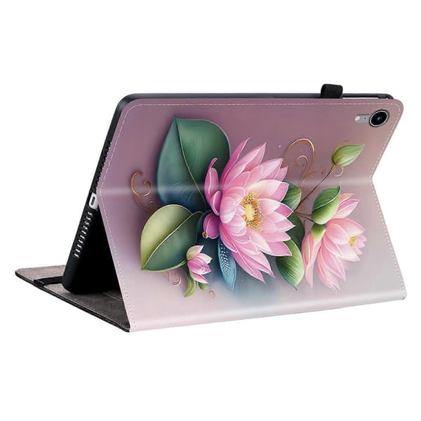 Leather Case with Printed Pattern and Stand for iPad mini (2024)/(2021) with Card Slots