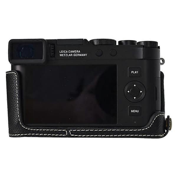 For Leica D-Lux 8 Camera Base with Lens Cap Shoulder Strap PU Leather Protective Case - Black