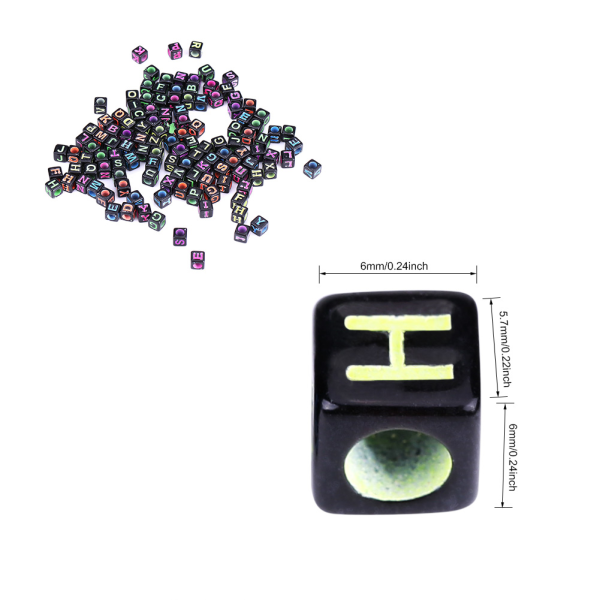 Mixed Cube Alphabet Letter Pärlor - 500st för DIY smycken