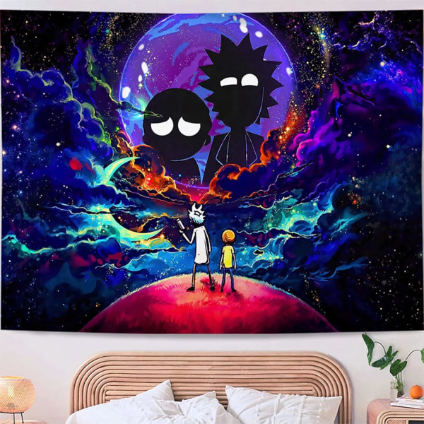 Anime-makuuhuoneen kuvakudos Värikäs Galaxy ja Moon Tapestry