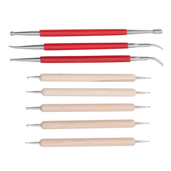 Dobbel Ende Sporing Dotting Stylus Lite Bærbart Graverings Stylus Sett for Modellering Utskjæring Glatting Leire