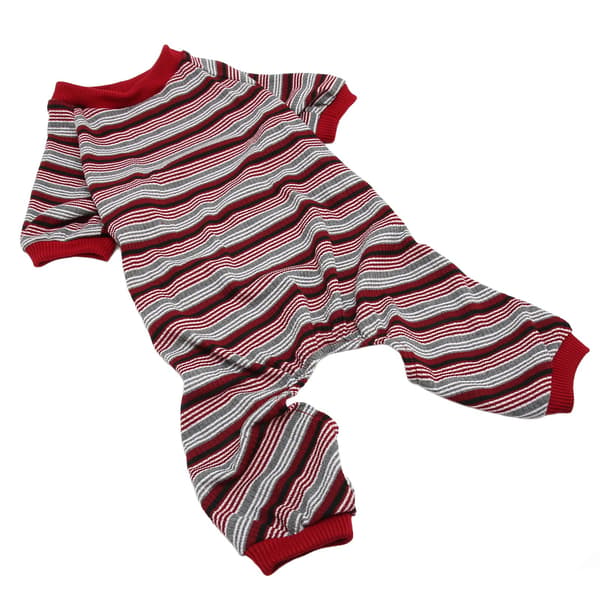 Hundpyjamas Mjuk Stretchig Maskintvättbar 4-bent Randig Valp Pullover Sovkläder för Vår Hemma S