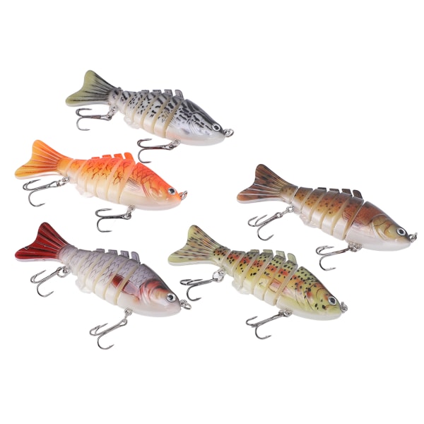 5 st 6 sektioner fiskedrag Multi Jointed Swimbbait Multi hårt bete med 2 krokar