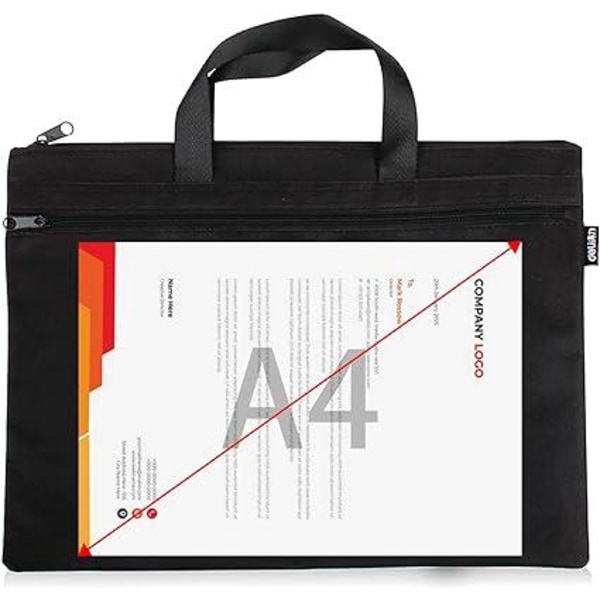 Toimisto-asiakirjalaukku, miesten salkku Kannettava kansio A4-kansio vetoketjullinen laukku, musta 1 kpl