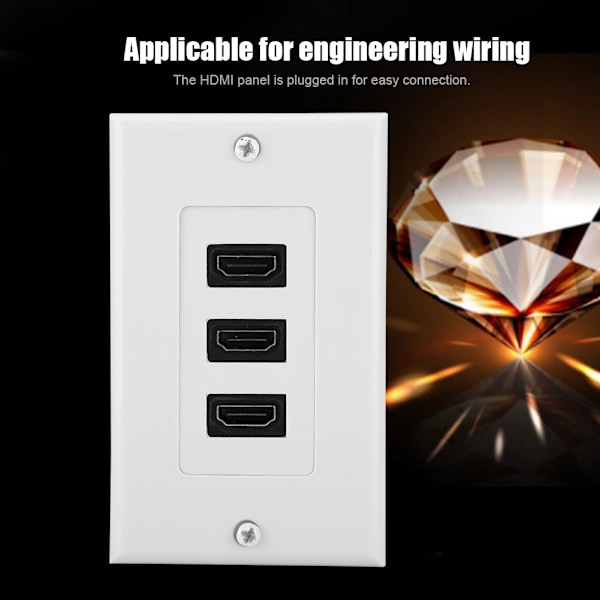 3-port HDMI HD Videopanel Socket USB Hub Adapter Veggkontakt