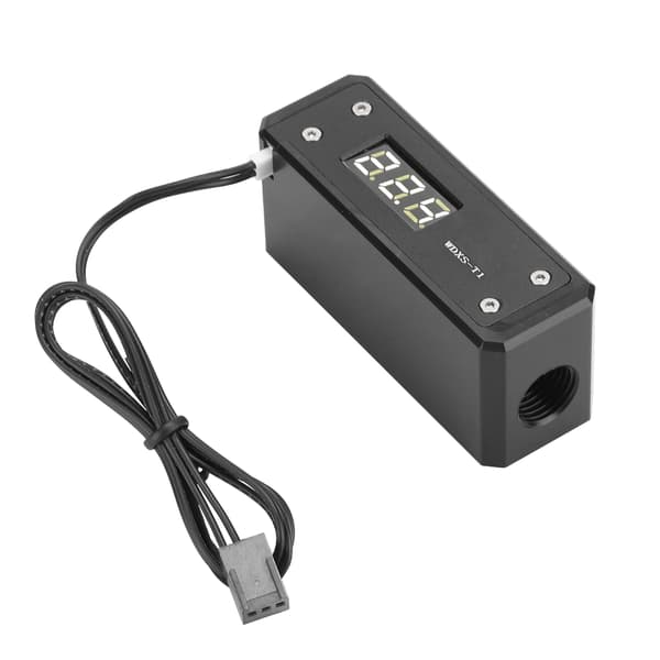 Vandkøling Digitalt Termometer G1/4 Sort Panel Rød Blå Grøn Hvid Display (Sort Panel Hvid Display)