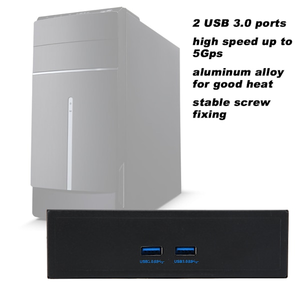 Höghastighets 20-Pin 2-Port USB 3.0 Hub Optisk Diskenhet Frontpanel